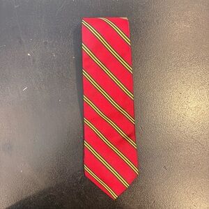 Brooks Brothers Tie Mens Red Gold Navy Striped Repp Necktie Classic Formal